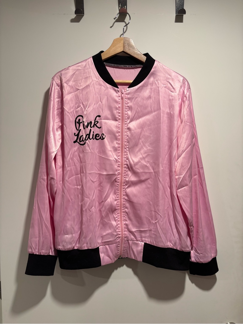Pink Ladies Satin Bomber Jacket - Pink